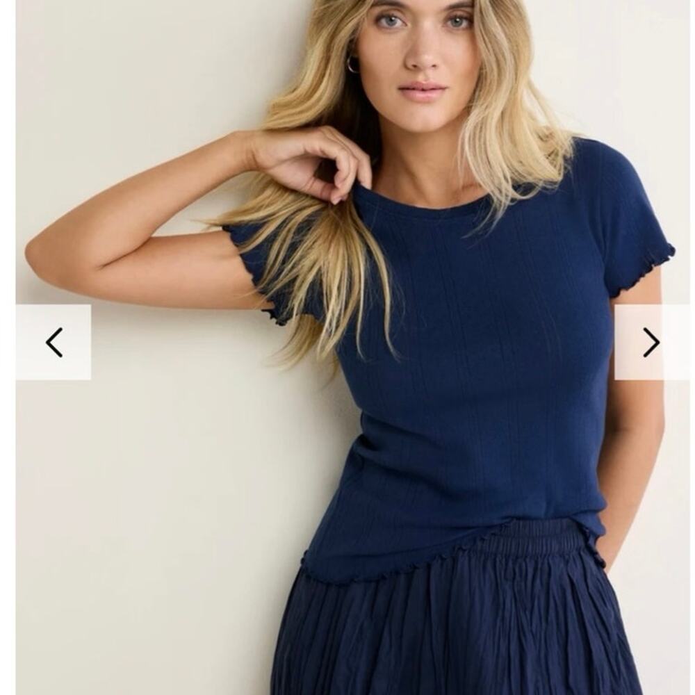 NWOT NZ By Nic + Zie Pointelle Rib Georgia Tee in Ink SZ L